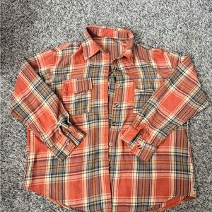 Classic Orange Plaid Dress Shirt